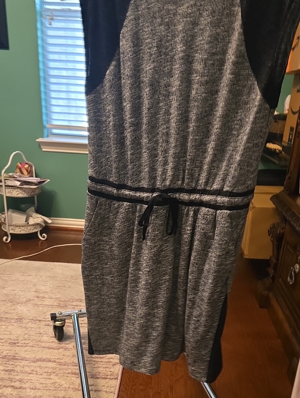 Tommy Hilfiger Gray and Black Knit Drawstring Waist Dress